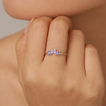 Sterling Silver Enamel Hydrangea and CZ Ring