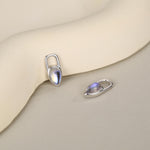 Sterling Silver Moonstone Teardrop Huggie Hoop Earrings