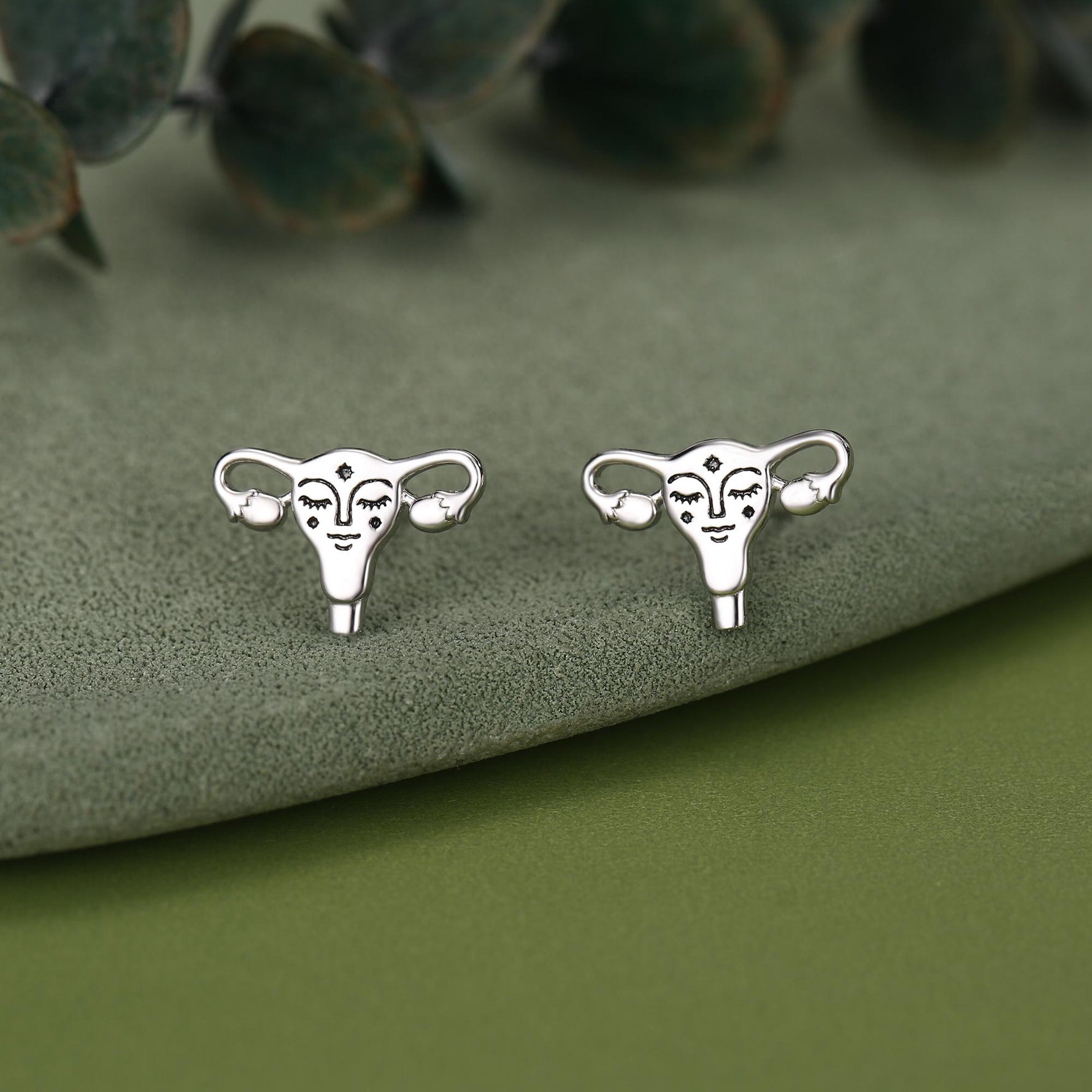 Sterling Silver Uterus Stud Earrings