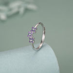 Sterling Silver Enamel Hydrangea and CZ Ring