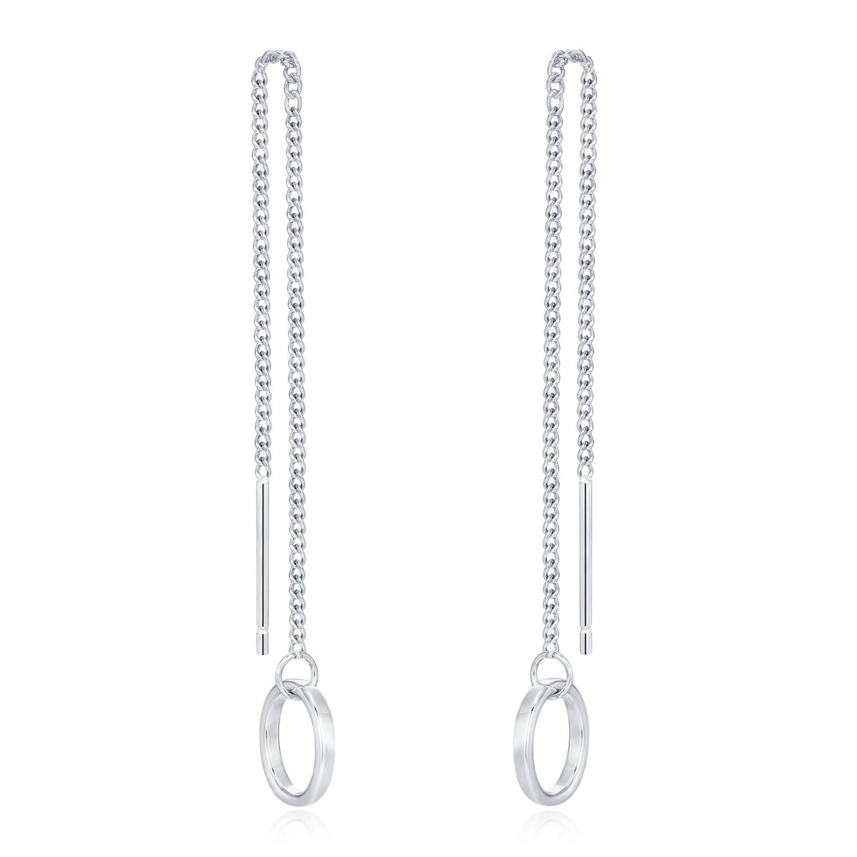 Sterling Silver Circle Threader Earrings