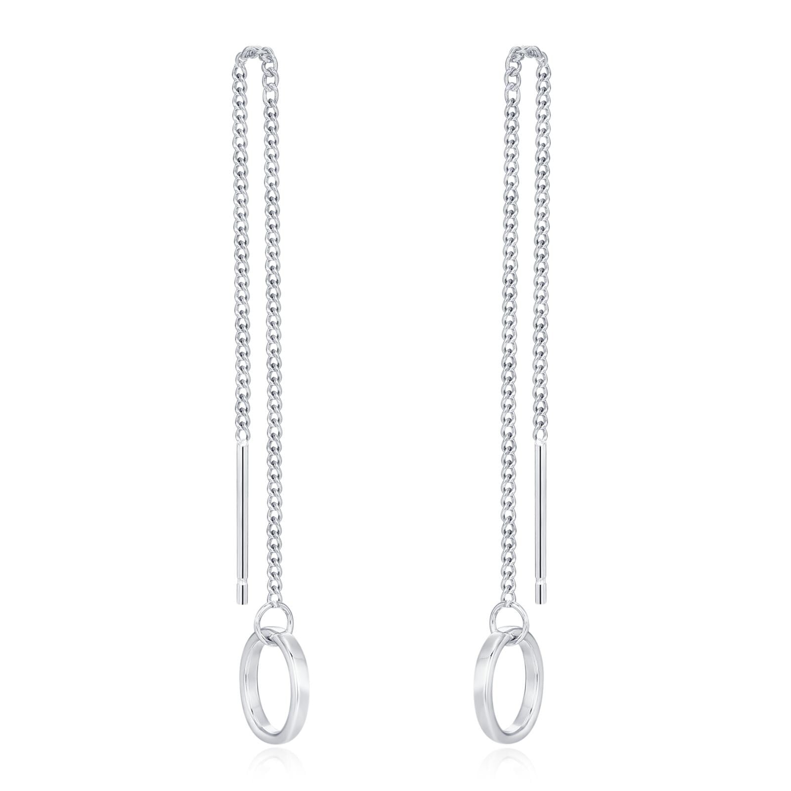 Sterling Silver Circle Threader Earrings