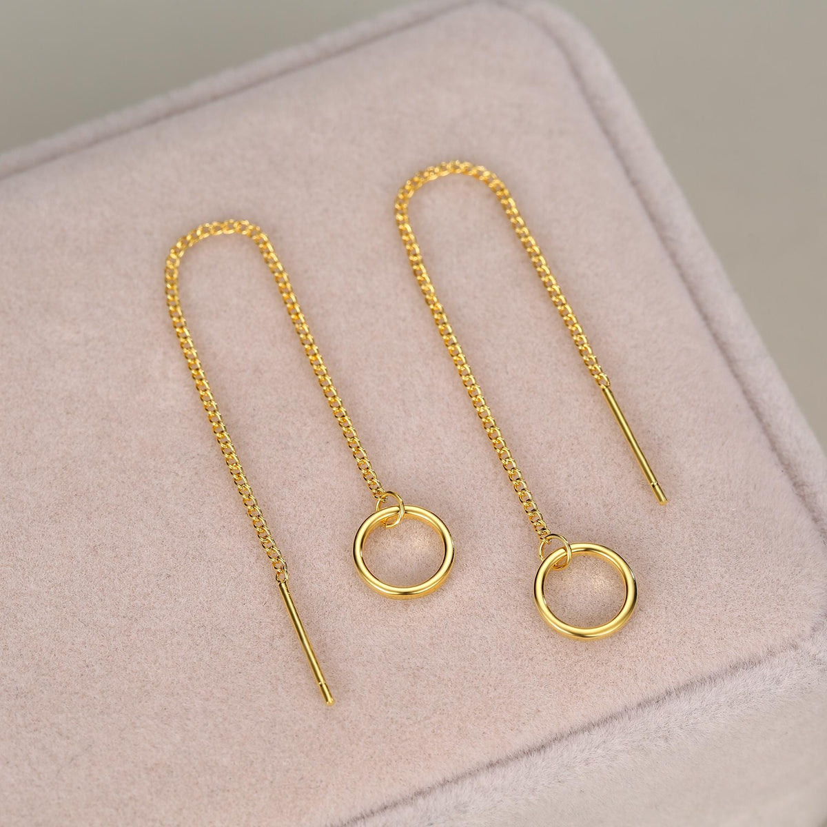 Sterling Silver Circle Threader Earrings