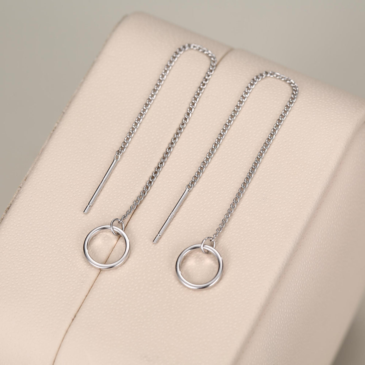 Sterling Silver Circle Threader Earrings