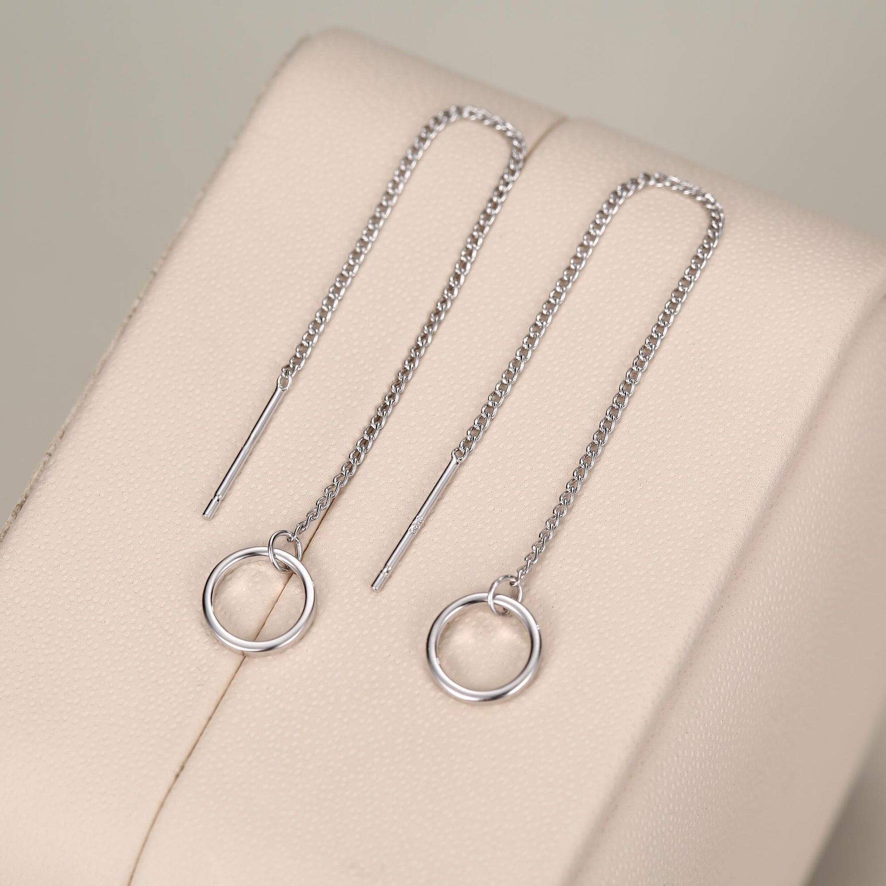 Sterling Silver Circle Threader Earrings