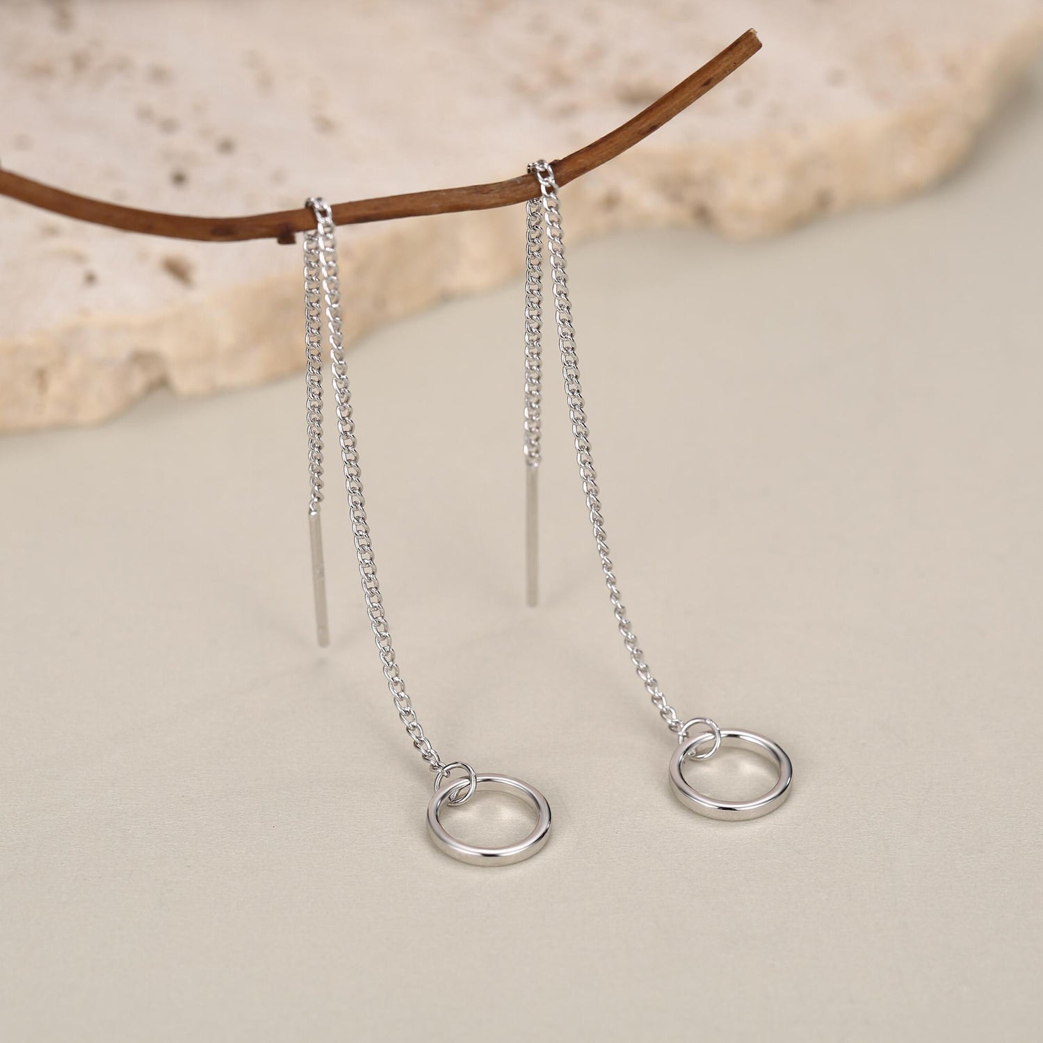 Sterling Silver Circle Threader Earrings
