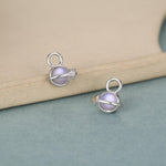 Sterling Silver Planet Charm Huggie Hoop Earrings