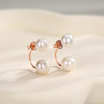 Sterling Silver Double Pearl Ear Jacket Earrings - Genuine Freshwater Pearls