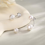 Sterling Silver Double Pearl Ear Jacket Earrings - Genuine Freshwater Pearls