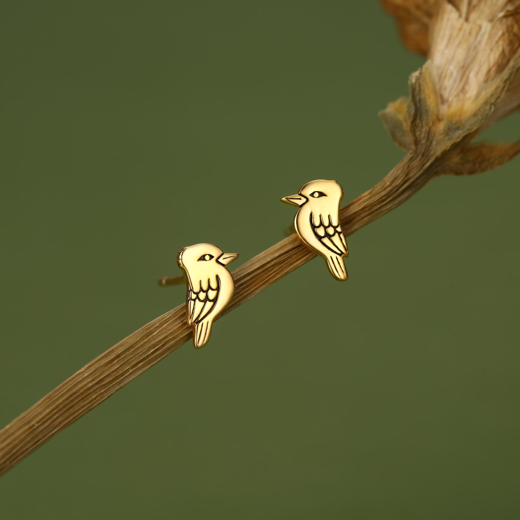 Sterling Silver Kookaburra Bird Stud Earrings