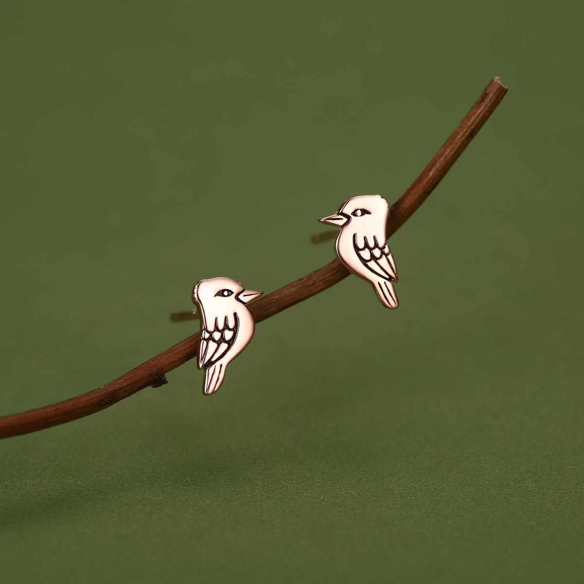 Sterling Silver Kookaburra Bird Stud Earrings