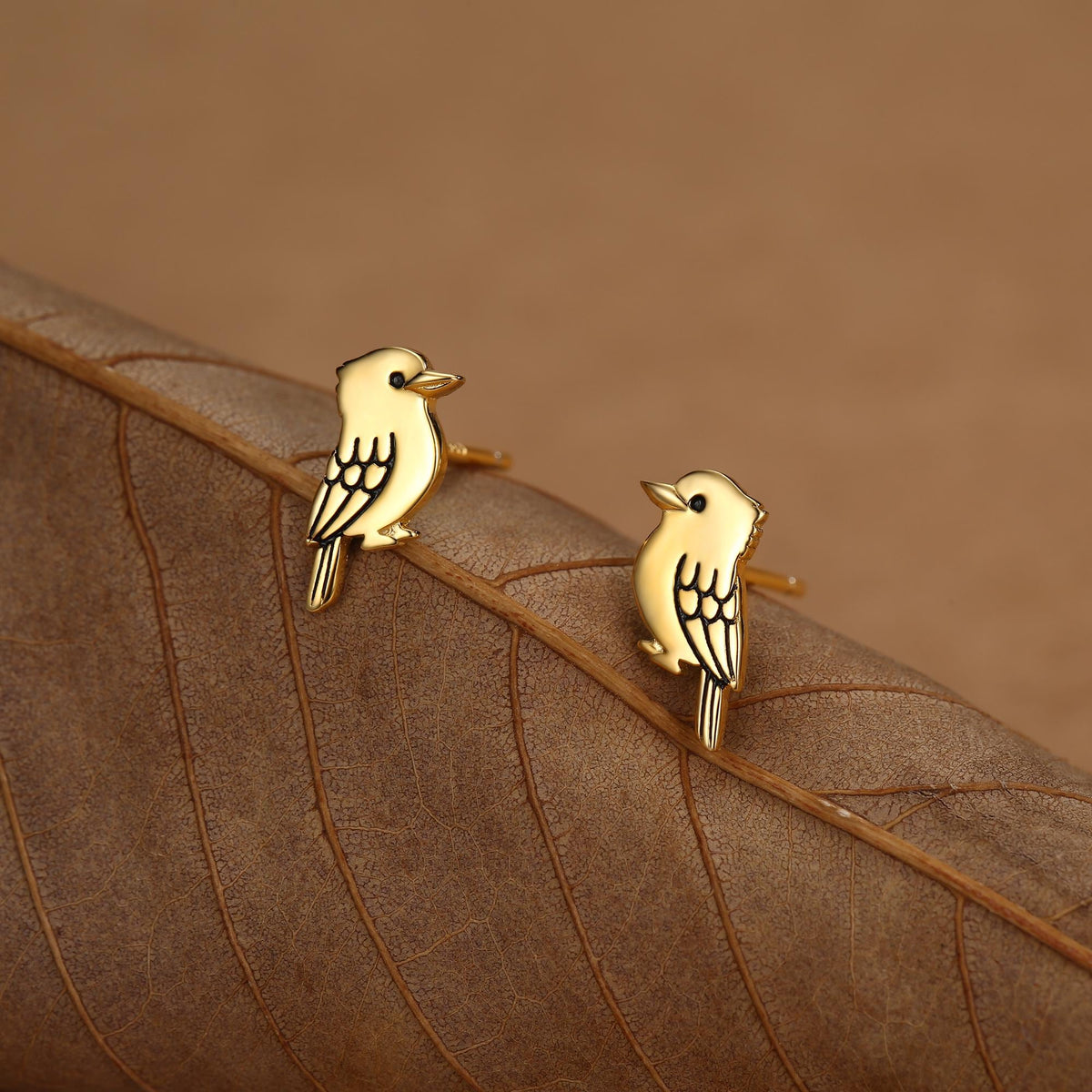 Sterling Silver Kookaburra Bird Stud Earrings