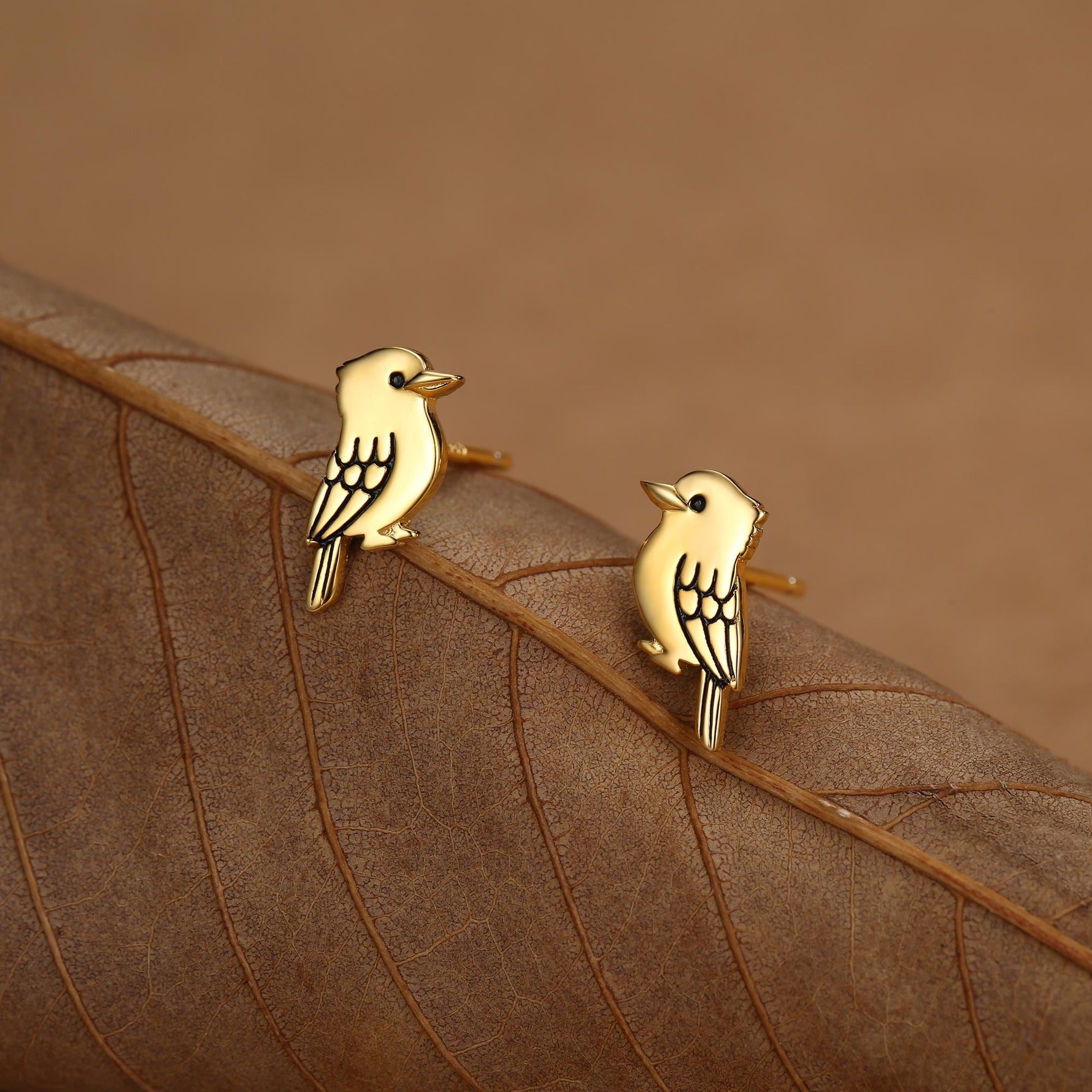 Sterling Silver Kookaburra Bird Stud Earrings