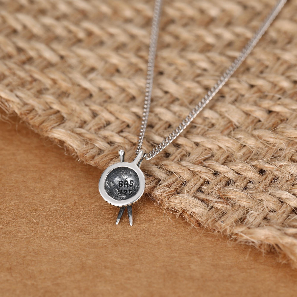 Sterling Silver Yarn Ball and Knitting Needles Necklace