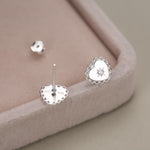 Sterling Silver Lace Edge Starburst Heart CZ Stud Earrings
