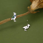 Sterling Silver Lapwing Enamel Bird Stud Earrings