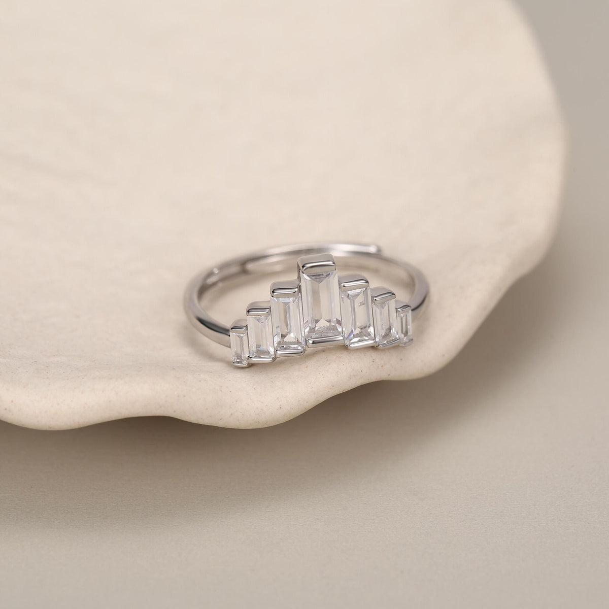 Sterling Silver Baguette CZ Crown Ring