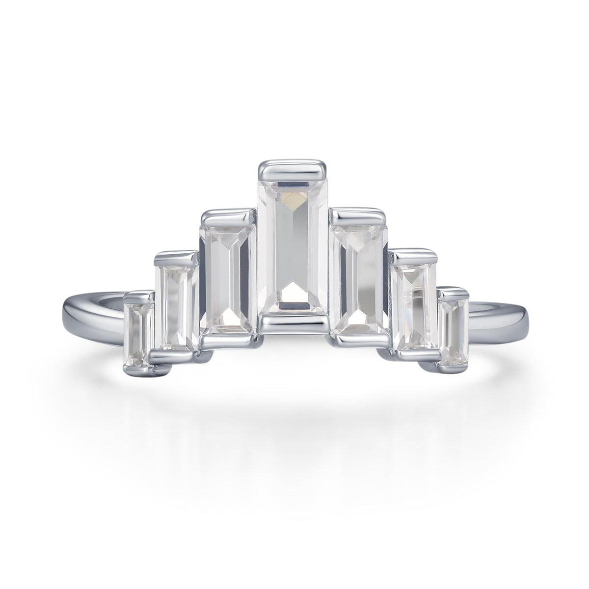 Sterling Silver Baguette CZ Crown Ring