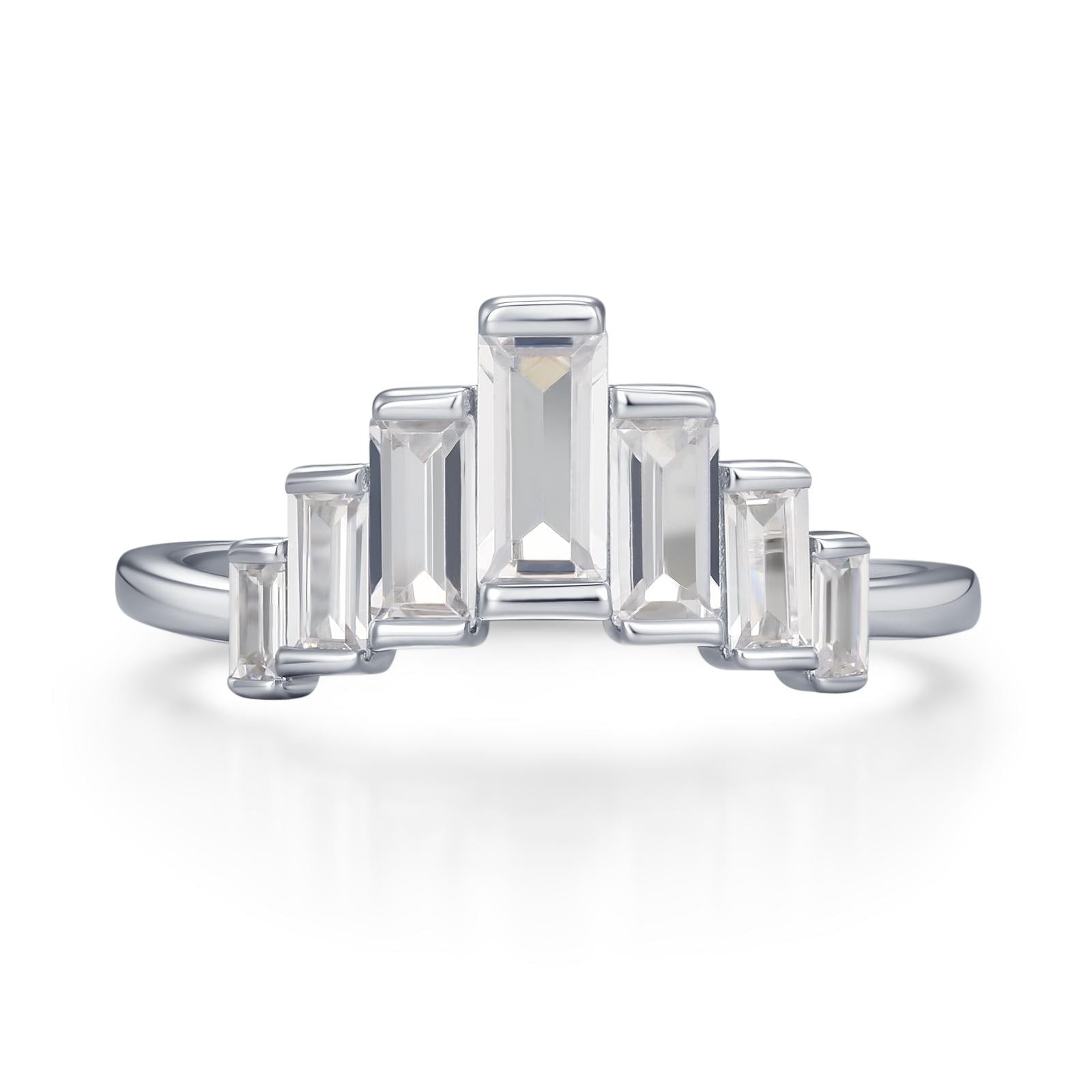 Sterling Silver Baguette CZ Crown Ring