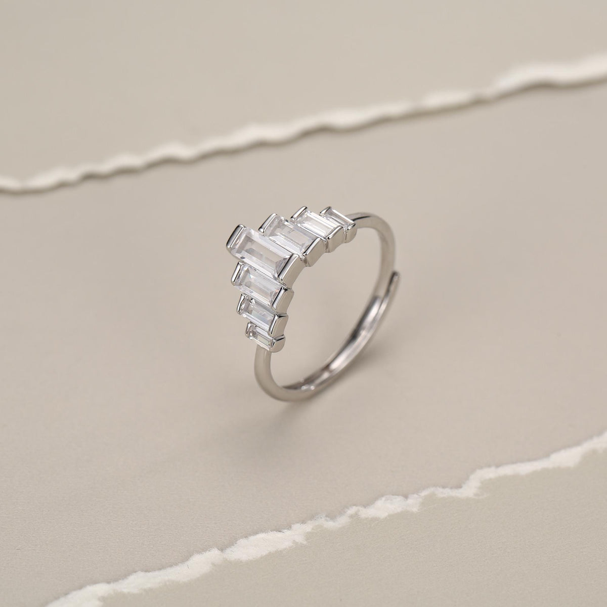 Sterling Silver Baguette CZ Crown Ring