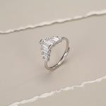 Sterling Silver Baguette CZ Crown Ring