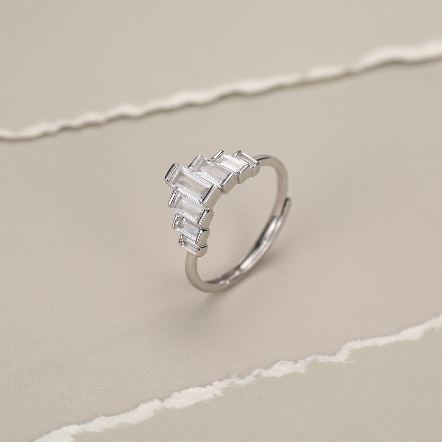 Sterling Silver Baguette CZ Crown Ring