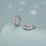 Sterling Silver Star CZ Huggie Hoop Earrings