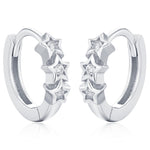 Sterling Silver Star CZ Huggie Hoop Earrings