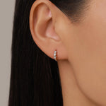 Sterling Silver Star CZ Huggie Hoop Earrings
