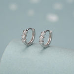 Sterling Silver Star CZ Huggie Hoop Earrings