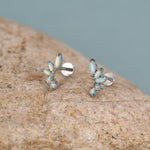 Sterling Silver Opal Cluster 16G Flat Back Labret Earrings