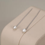Sterling Silver Pearl Threader Drop Earrings