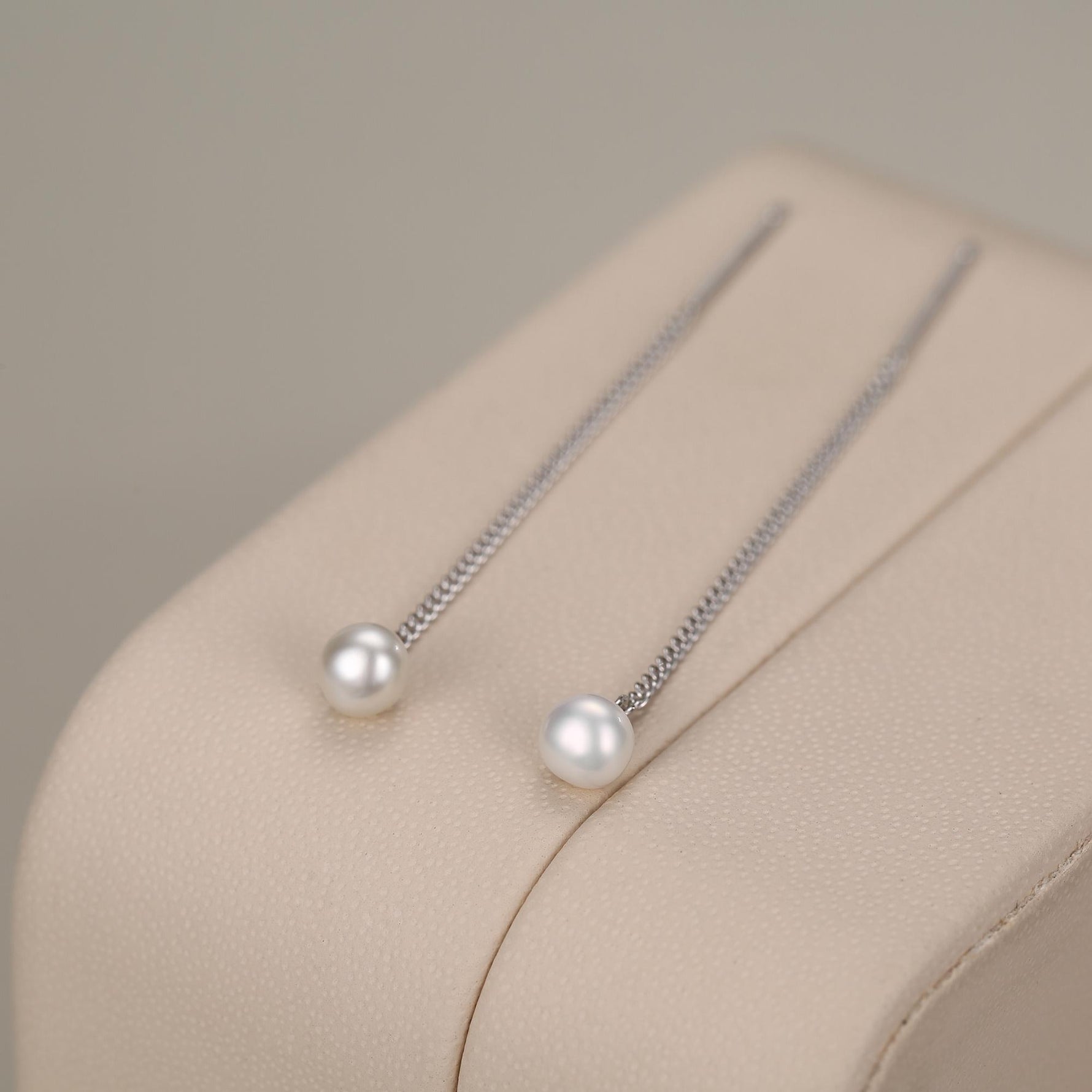 Sterling Silver Pearl Threader Drop Earrings