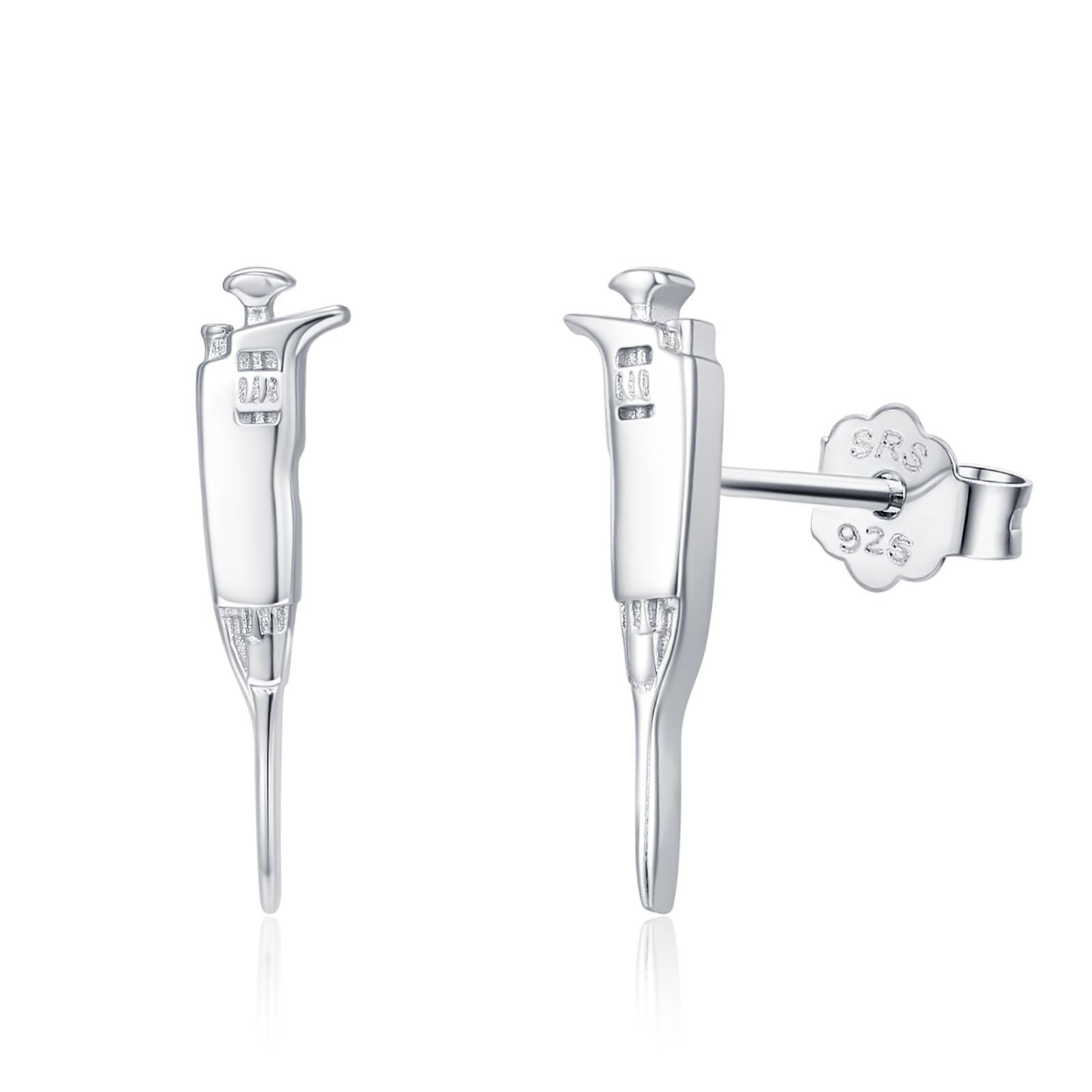 Sterling Silver Pipette Stud Earrings