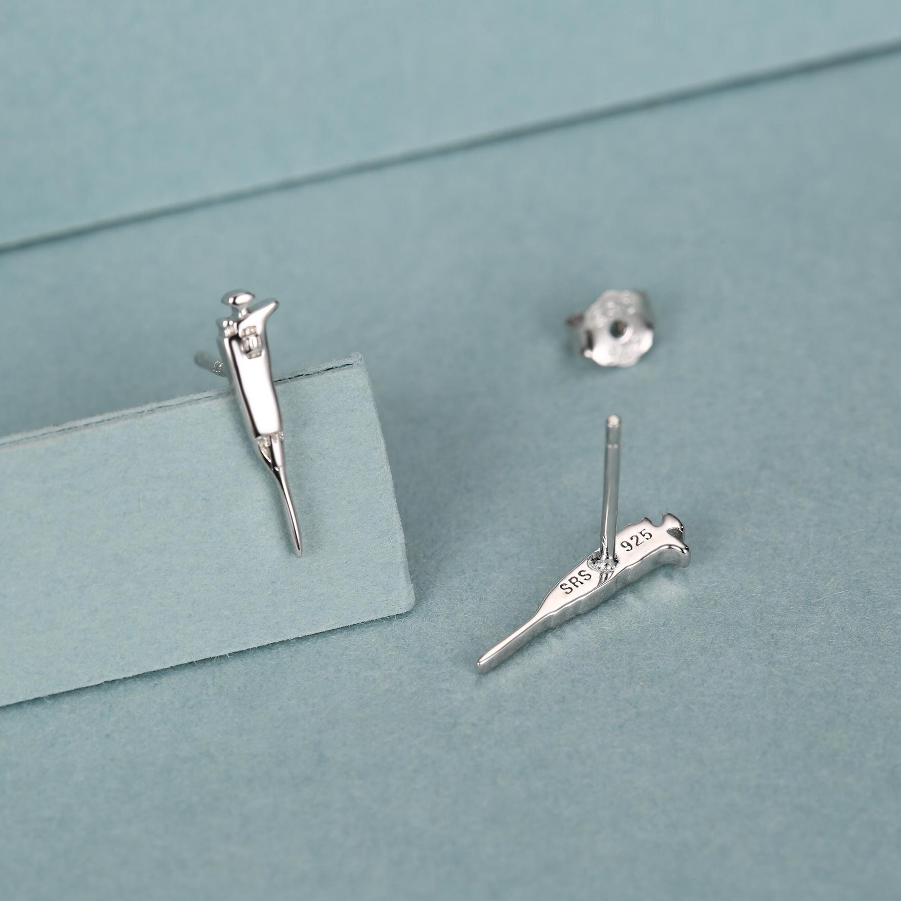 Sterling Silver Pipette Stud Earrings
