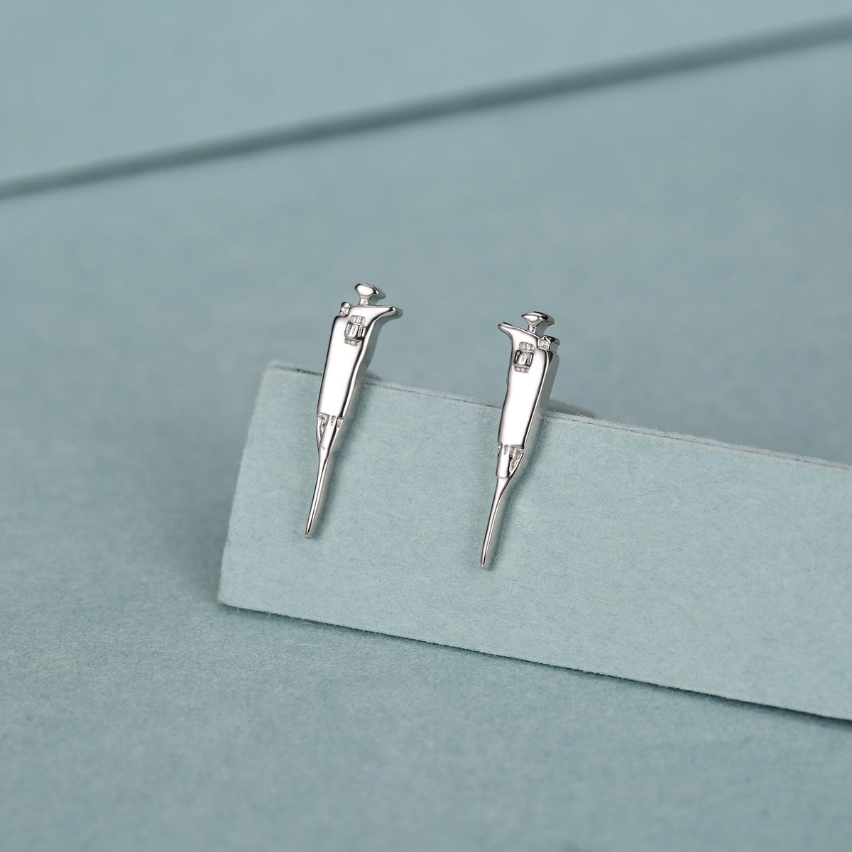 Sterling Silver Pipette Stud Earrings