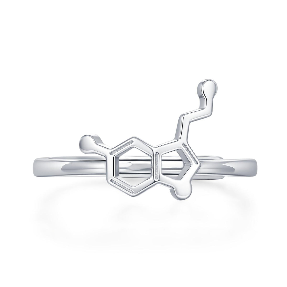 Sterling Silver Serotonin Molecule Adjustable Ring