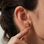 Tiny Garnet Red CZ Heart Stud Earrings in Sterling Silver, Silver or Gold, Red Crystal Heart Earrings, Stacking Earrings