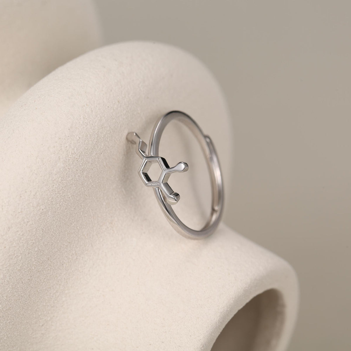 Sterling Silver Dopamine Molecule Adjustable Ring