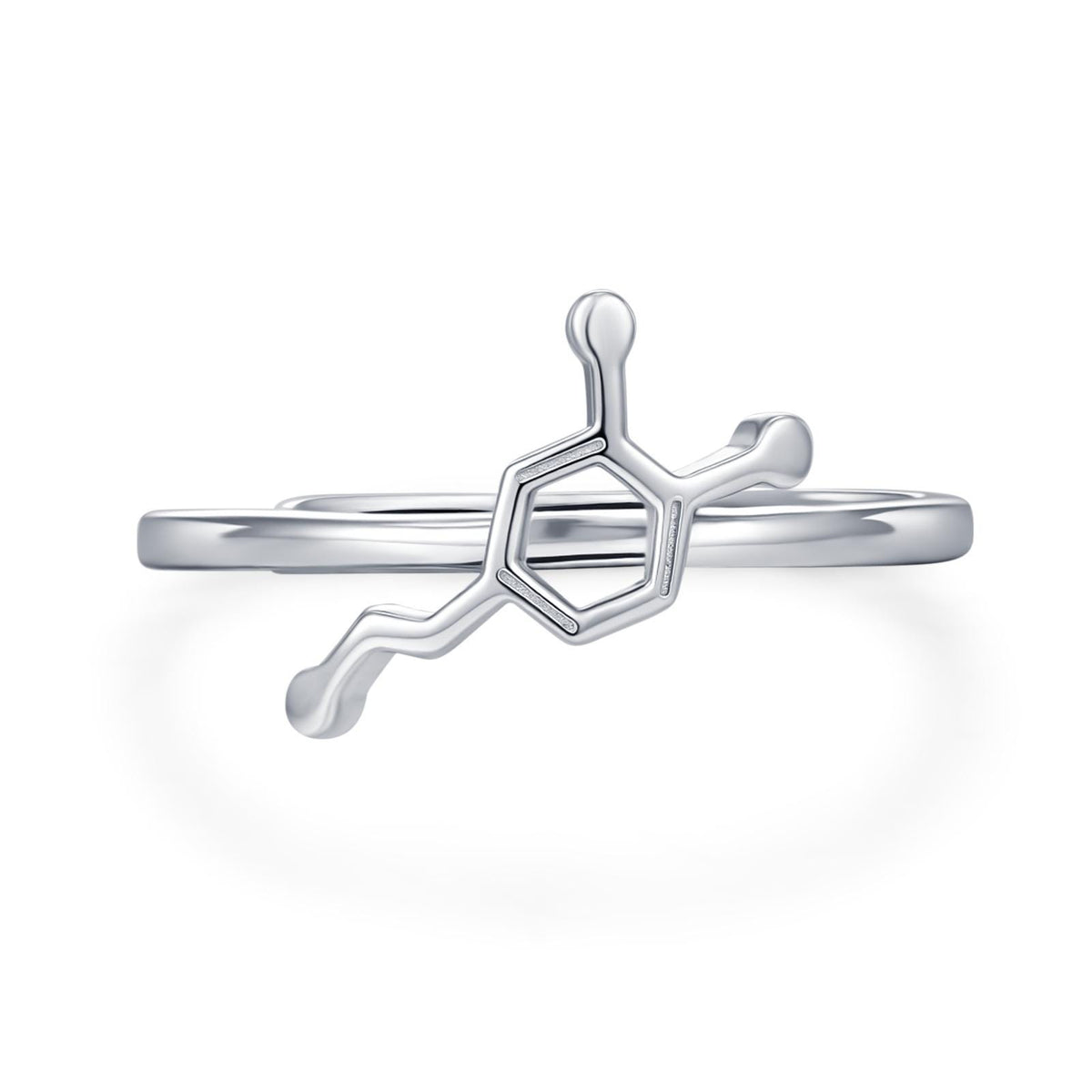 Sterling Silver Dopamine Molecule Adjustable Ring