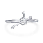 Sterling Silver Dopamine Molecule Adjustable Ring