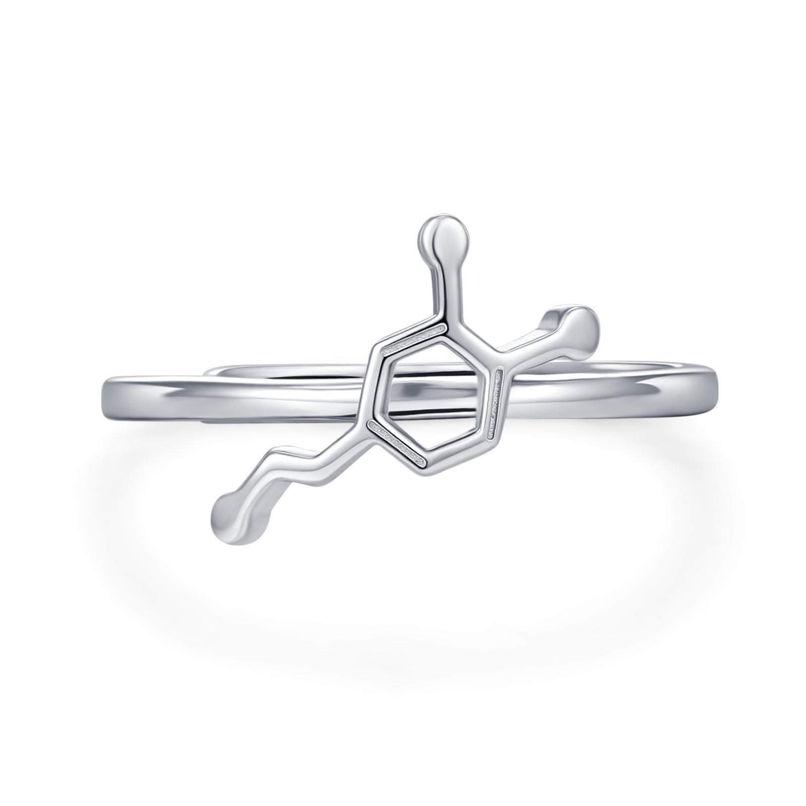 Sterling Silver Dopamine Molecule Adjustable Ring