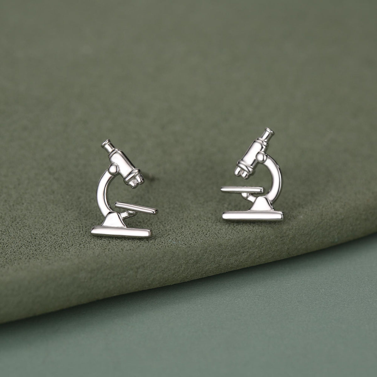 Sterling Silver Microscope Stud Earrings