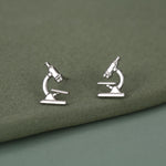 Sterling Silver Microscope Stud Earrings