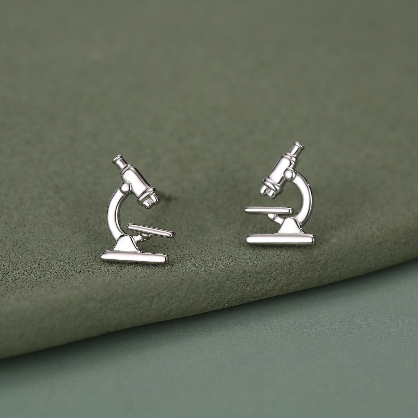 Sterling Silver Microscope Stud Earrings