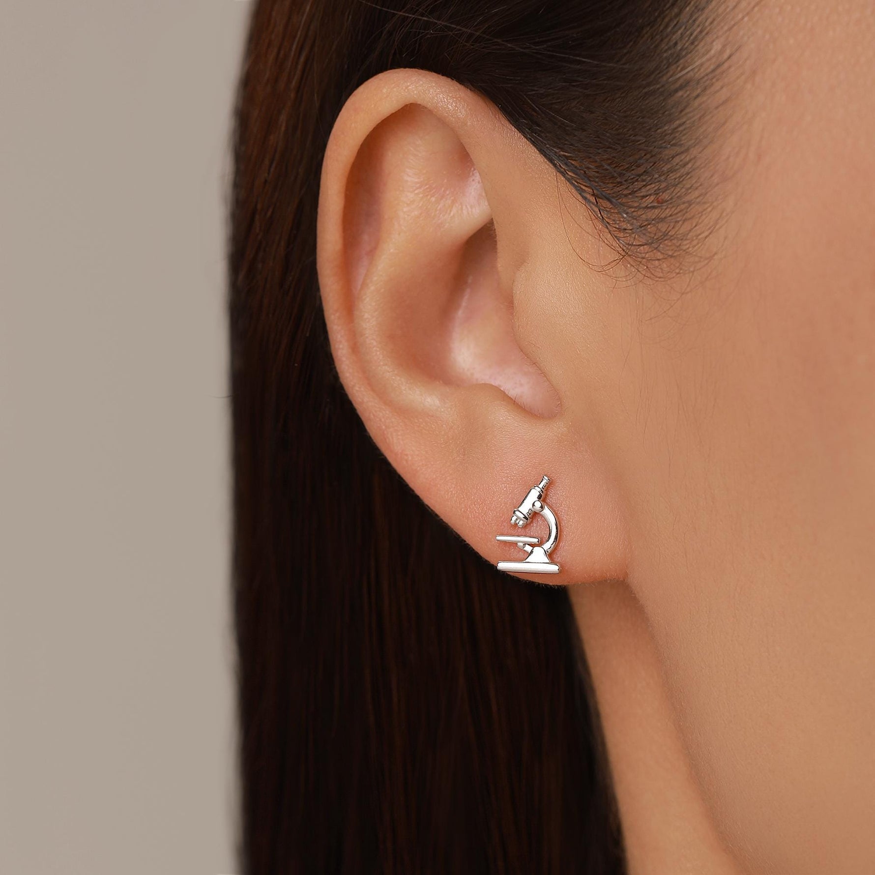 Sterling Silver Microscope Stud Earrings