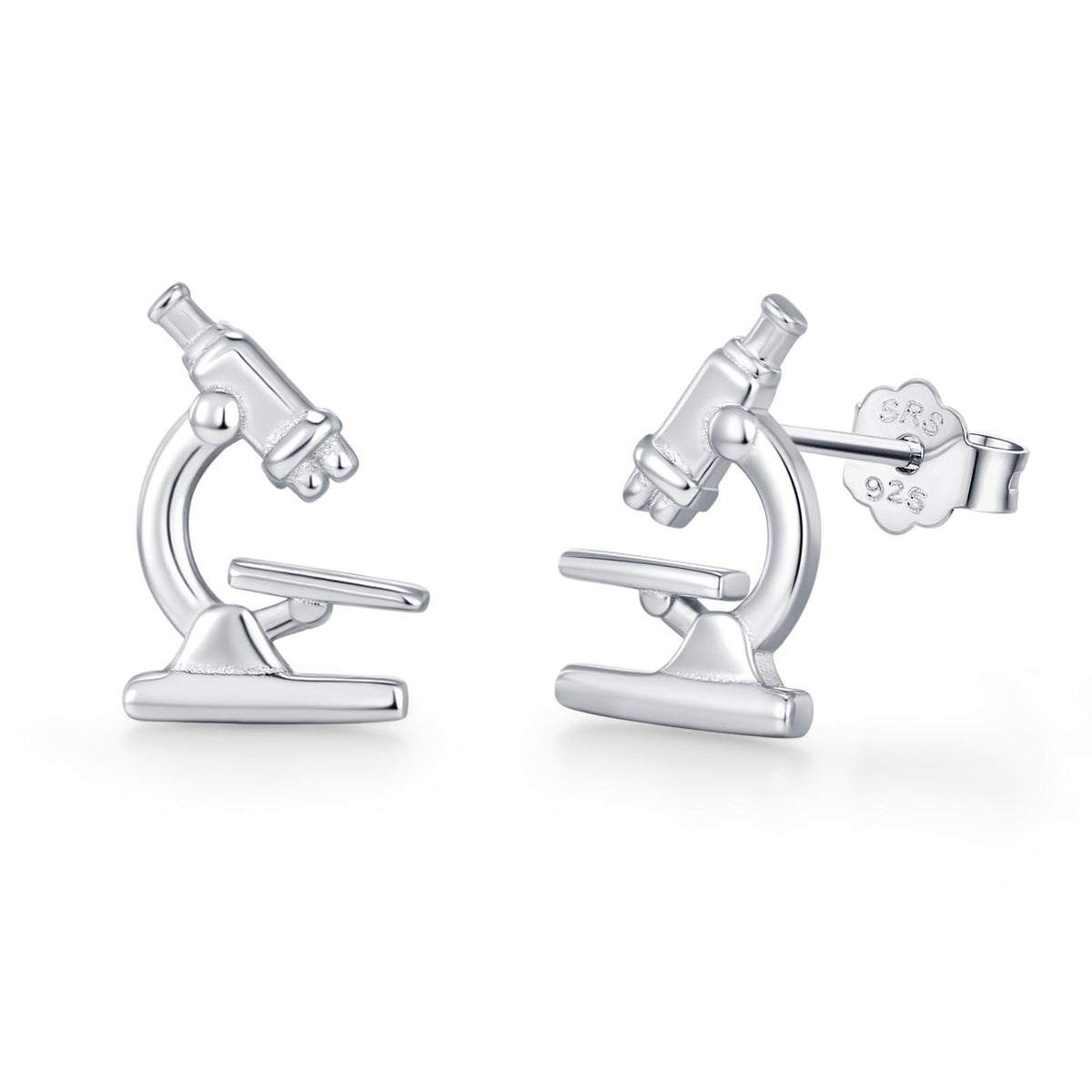 Sterling Silver Microscope Stud Earrings