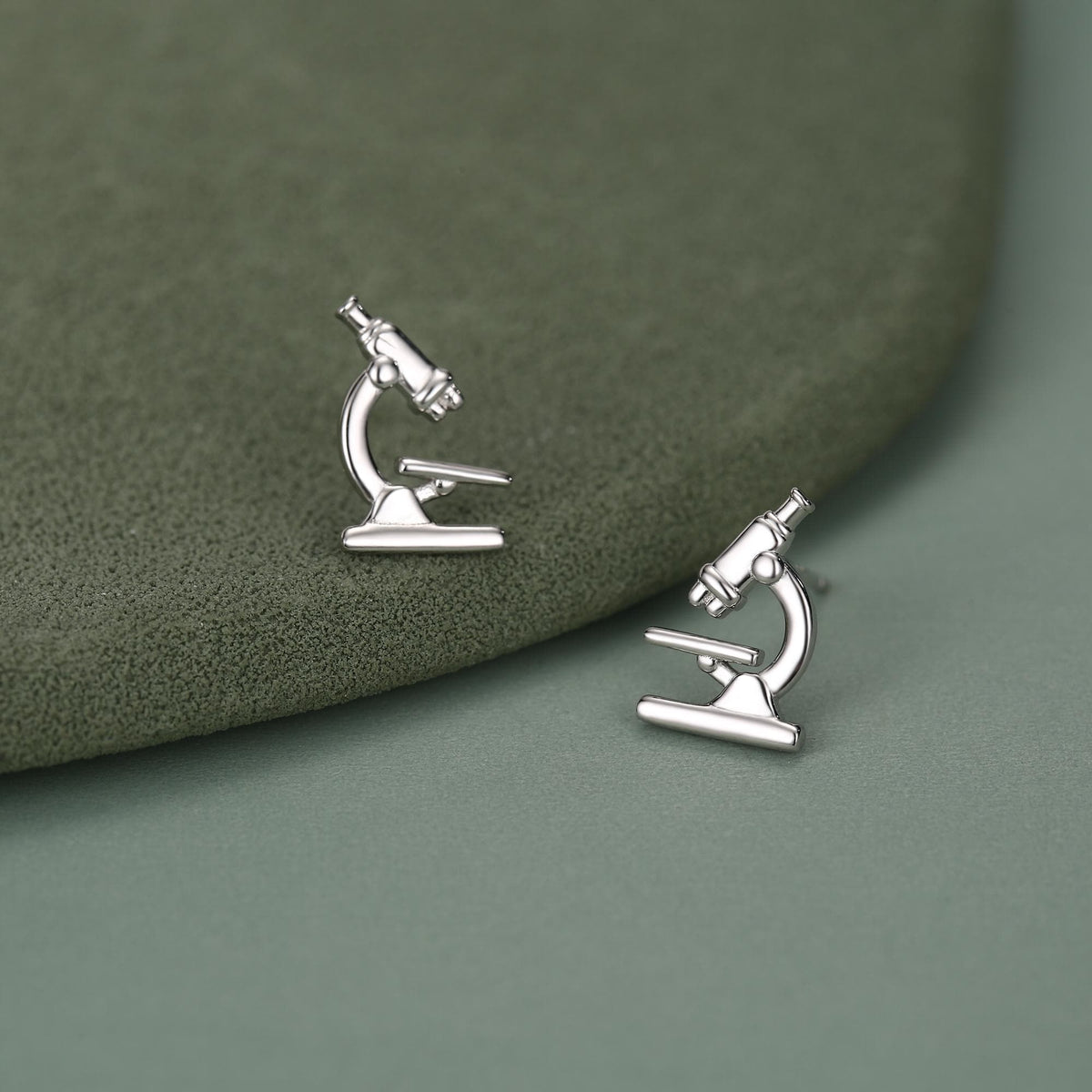 Sterling Silver Microscope Stud Earrings
