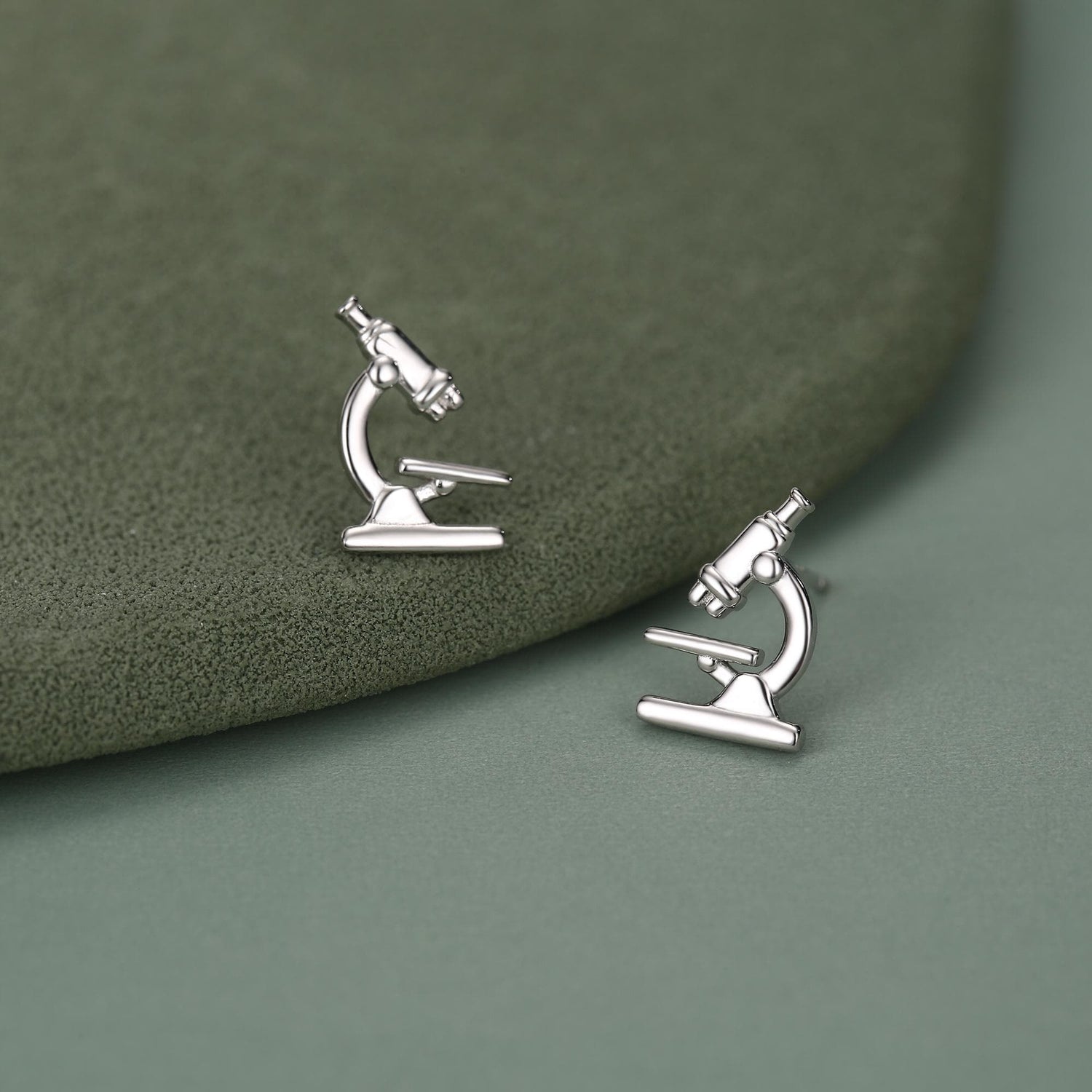 Sterling Silver Microscope Stud Earrings