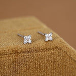 Very Tiny Hydrangea Flower Inspired Stud Earrings in Sterling Silver with Sparkly CZ Crystals, Simple and Minimalist